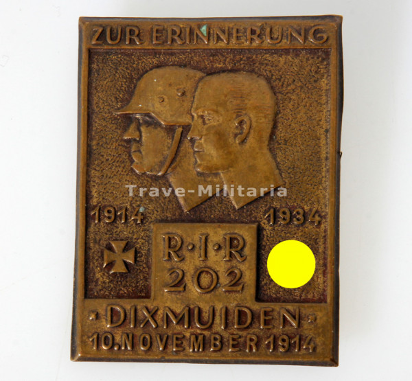 Erinnerungsabzeichen R.I.R. 202 Dixmuiden 1914-1934
