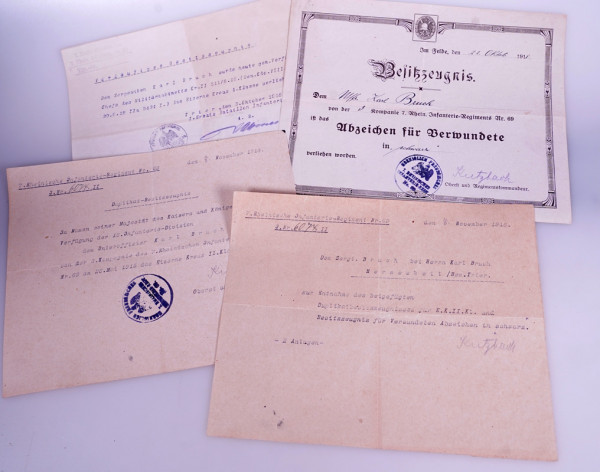 Urkundengruppe Bruch 7. Rhein.Inf.Regiment Nr. 69