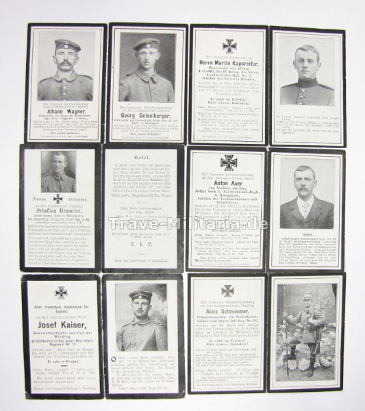 7 Sterbebildchen von Bayern 1. Weltkrieg