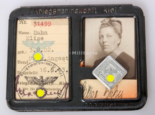 Ausweis Kriegsmarinewerft Kiel Elise Hahn