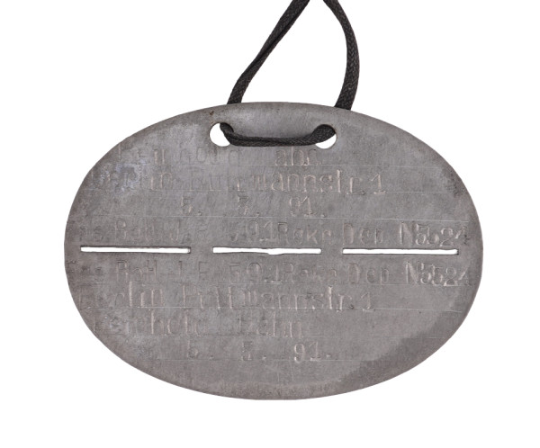 Erkennungsmarke Hahn Ers. Batl. I.R. 59.1 Rehr. Dep. N3524