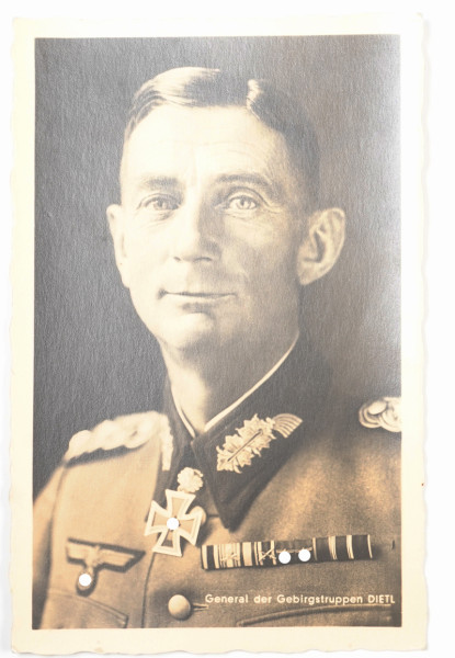 Postkartenfoto General der Gebirgstruppen Dietl