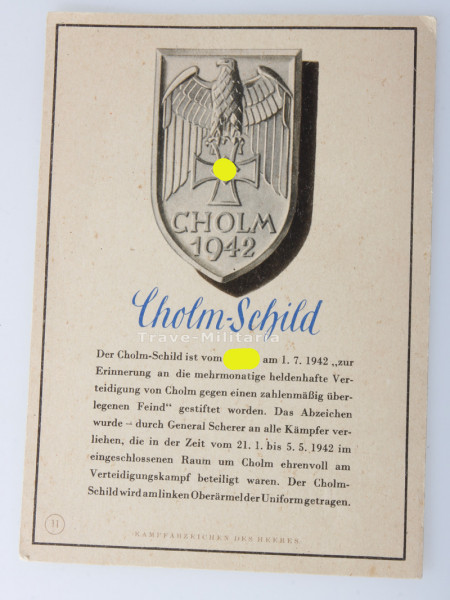 Postkarte Kampfabzeichen des Heeres Nr. 11 Cholmschild
