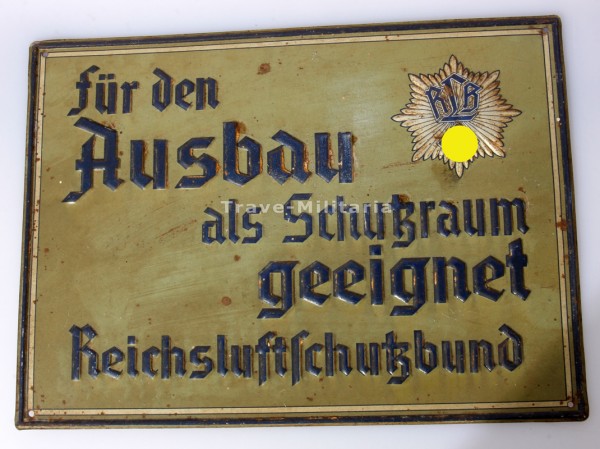 Reichs Luftschutzbund Schild ``Für den Ausbau als Schutzraum geeignet´´