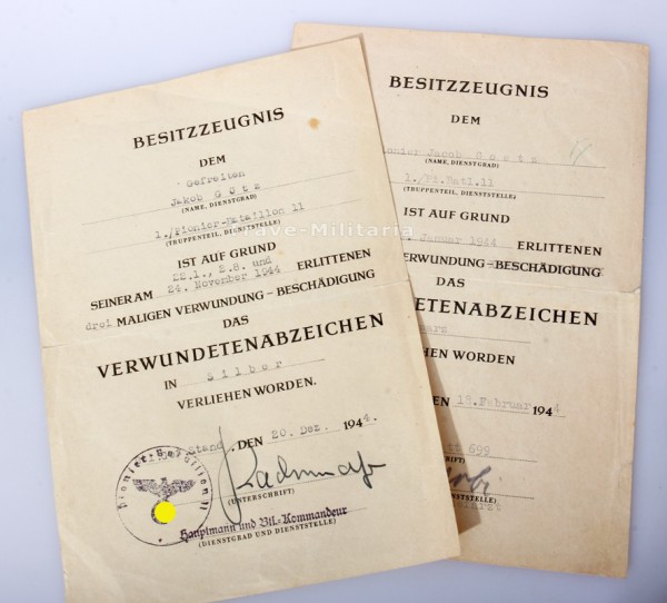 Urkundengruppe Götz Pionier Bataillon 11 Kurland-Kessel