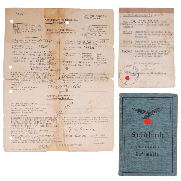Soldbuch Schella Fallsch. Jg. Rgt. 15 Westfront