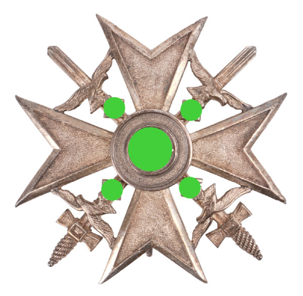 Spanienkreuz in Silber mit Schwertern