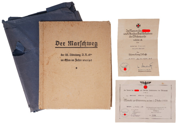 Urkundengruppe Faust Art. Rgt. 187 und Erinnerungsbuch