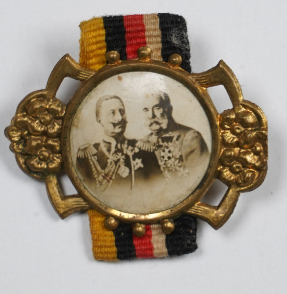 Patriotische Brosche Wilhelm II. und Franz Josef