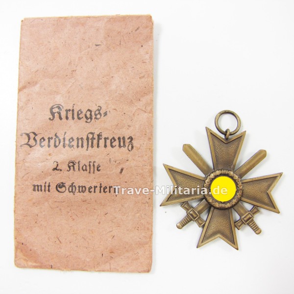Kriegsverdienstkreuz 2. Klasse mit Schwertern in Verleihtüte Hersteller Hauschild