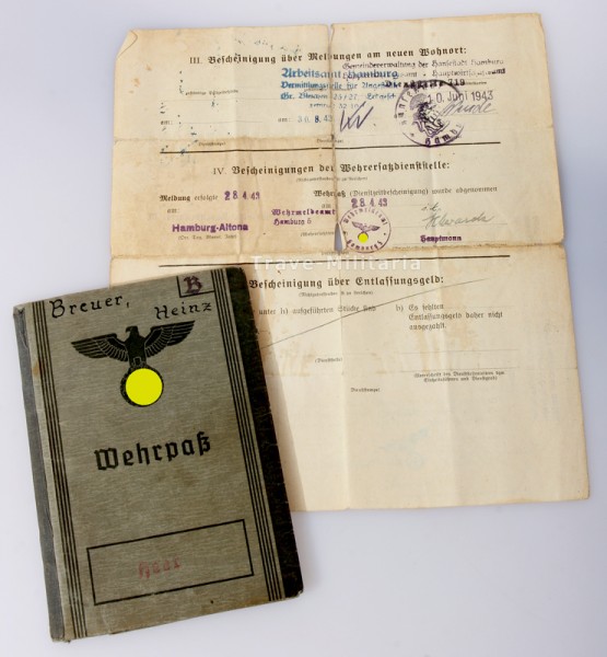 Wehrpass Breuer Kr.Trsp. Abt.592 u. Entlassungschein aus Wehrmacht