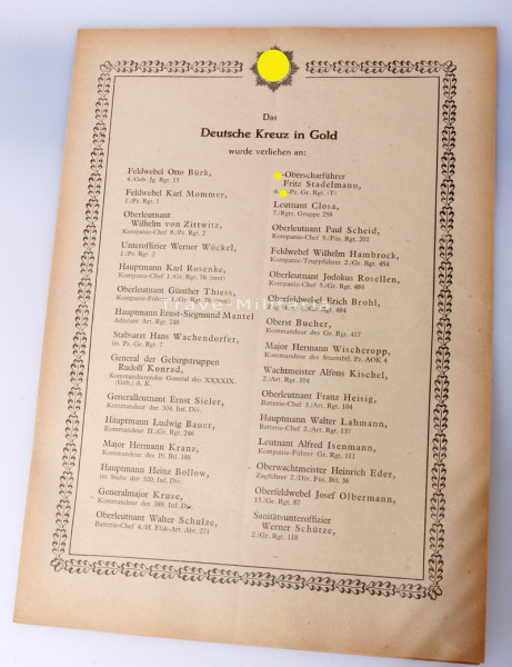 Ehrenliste Träger Deutsches Kreuz in Gold Bürk-Hennings