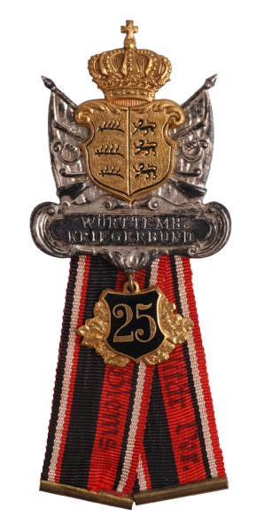 Württemberger Kriegerverein Mitgliedsabzeichen 25 Jahre Militär Ver. Glems