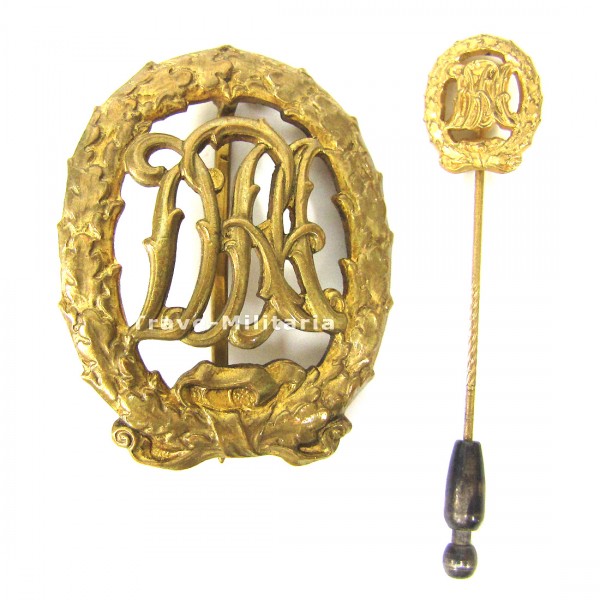 Reichssportabzeichen DRA in Gold mit Miniatur - seltener Hersteller