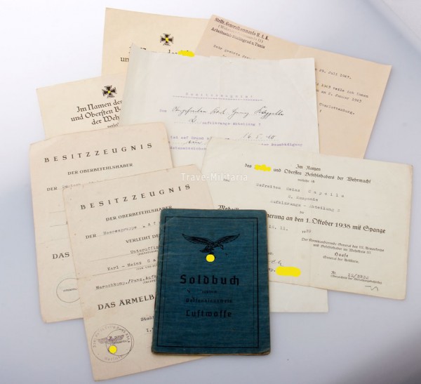 Papiernachlass Capelle A.A.3 Afrika später Fallschirm Panzer A.A.1. Hermann Göring