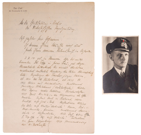 Brief vom Erich Topp mit Portraitfoto