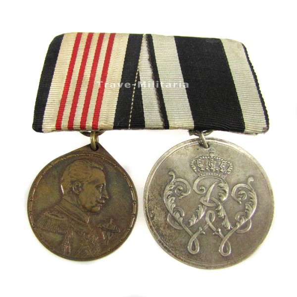 Preußen Ordenspange Kolonial-Denkmünze 1912 und Militär-Ehrenzeichen 2. Klasse 1864