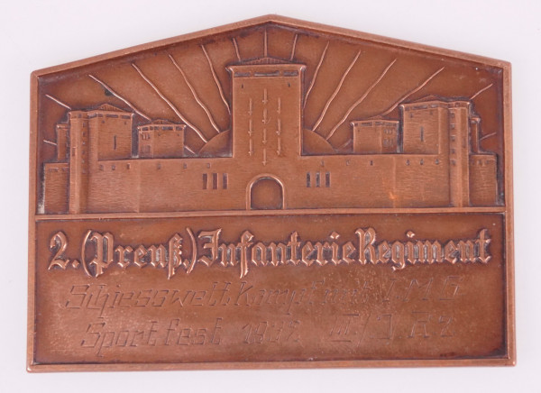 2. (Preuß.) Infanterie Regiment Plakette Schiesswettkampf mit l.M.G. 1932