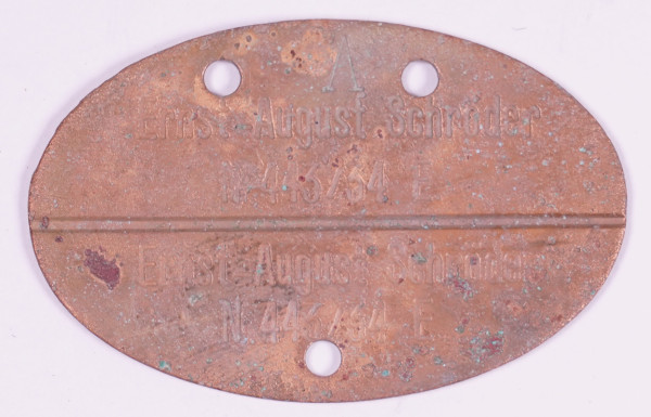 Erkennungsmarke Ernst-August Schröder N443/34 E A