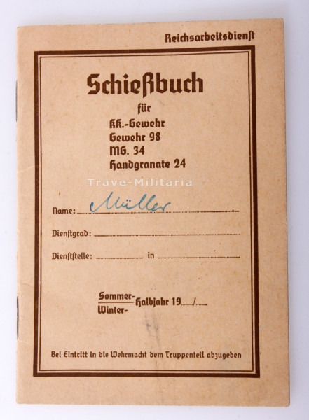 Reichsarbeitsdienst Schießbuch Müller