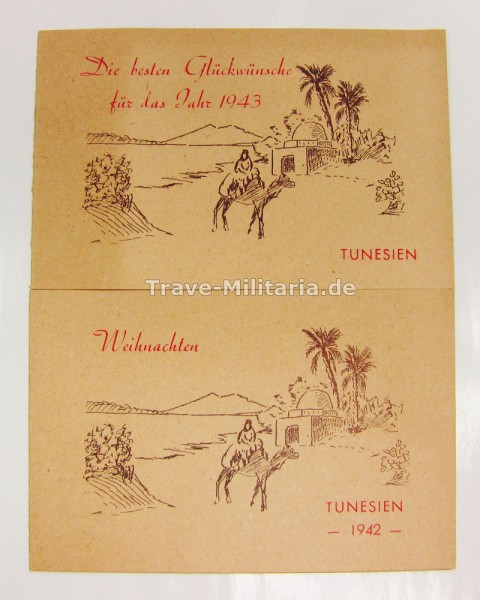 2 Glückwunschkarten Tunesien 1942/43