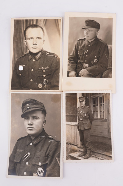 4 Fotos Gefreiter der Wehrmacht mit Nahkampfspange