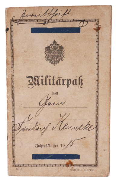 Militärpass Keuneke Res.-Inf.-Regiment 261