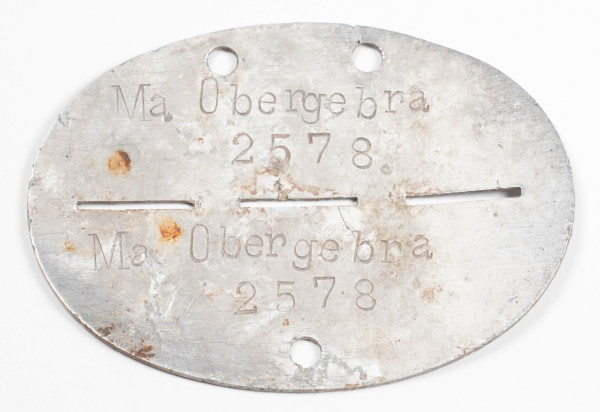 Erkennungsmarke Ma. Obergebra 2578