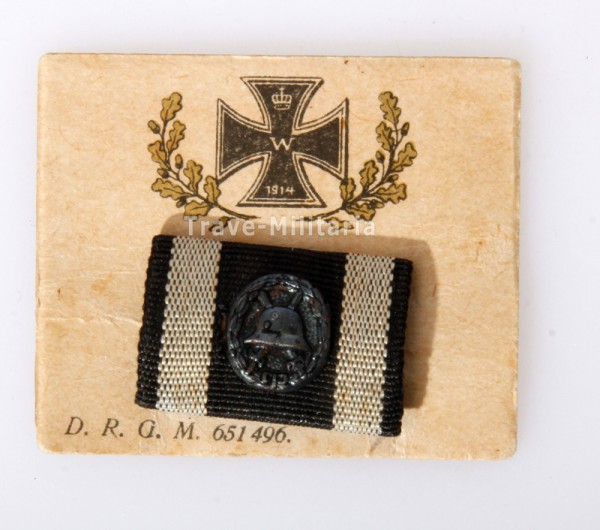 Feldspange zum Eisernen Kreuz 1914 mit Bandauflage Verwundetenabzeichen 1918