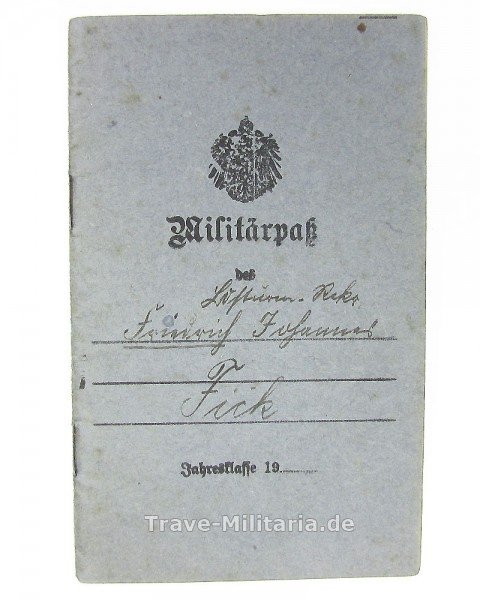Militärpaß Res.Inf.Rgt. 90