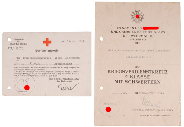 Papiere DRK-Krankenschwester Dieckmann Feldlazarett 199
