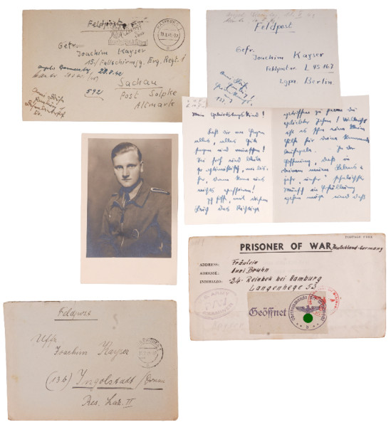 Portraitfoto und Feldpost Fallschirmjäger - Kayser