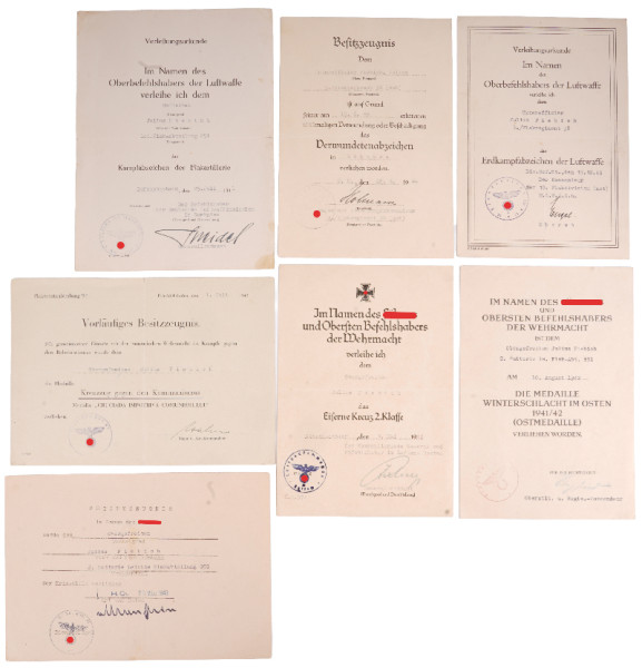 Urkundengruppe Fiebich lei. Flak Abt. 851 Flak-Regiment 38