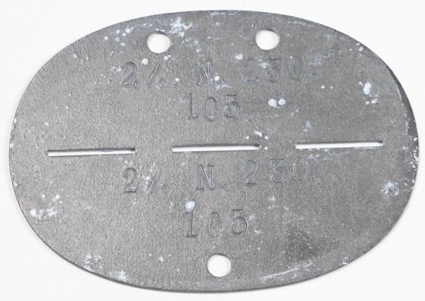 Erkennungsmarke 2/. N. 230. 105.