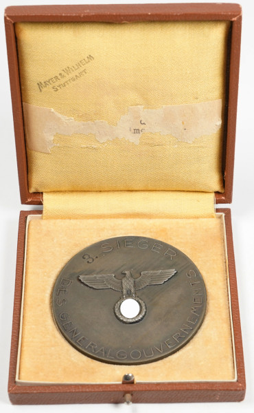 Siegermedaille des Generalgouvernements 3.Platz im Etui