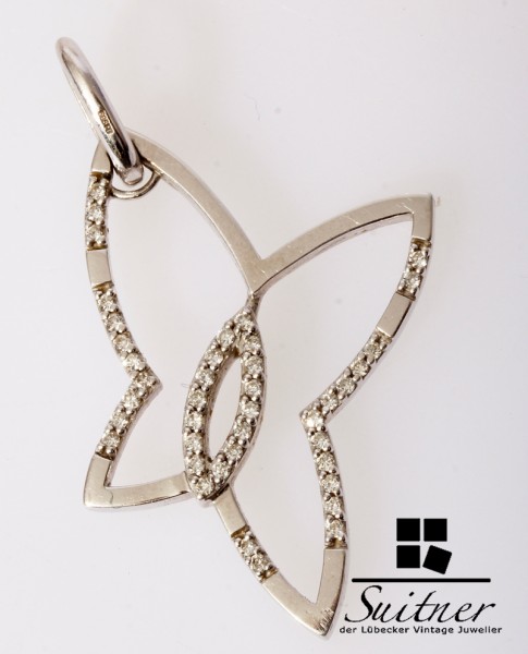 XL Schmetterling Anhänger mit Brillanten 0,21ct 585 Weißgold Butterfly