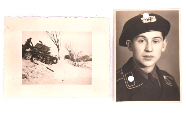 2 Fotos Panzertruppe Portrait u. Panzer 2