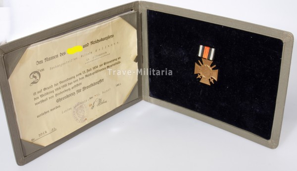 Ehrenmappe zum Ehrenkreuz für Frontkämpfer 1914-1918 Hellmann Ilbesheim