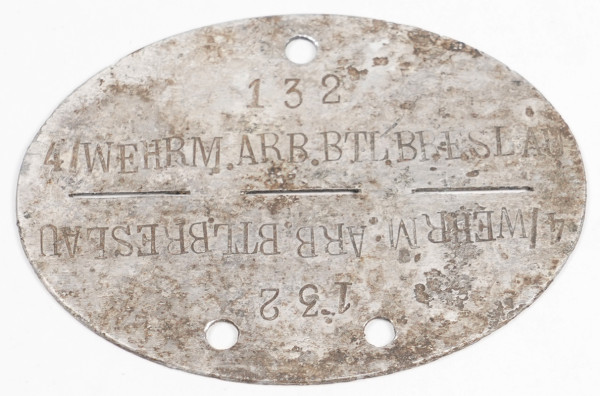 Erkennungsmarke 4 / Wehrm. Arb. Btl. Breslau 132 A