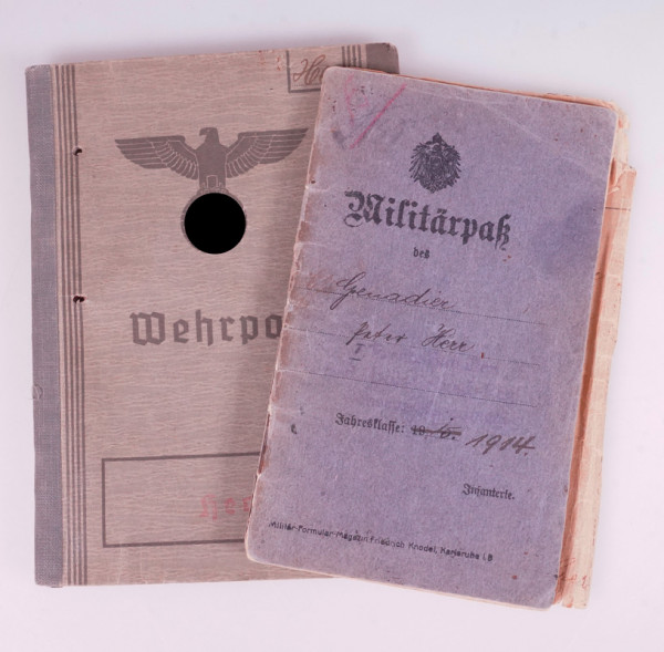 Wehrpass und Militärpass Peter Heer 1. Bad.Leib-Grenadier-Regt. 109