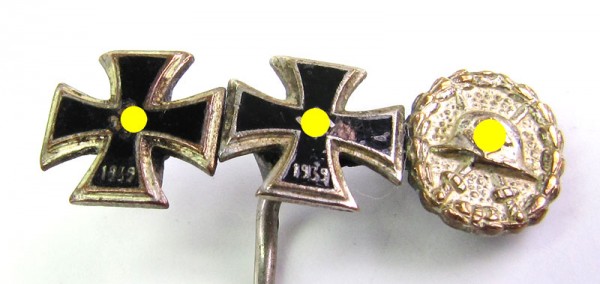 seltene Miniaturennadel EK1, EK2 und Verwundetenabzeichen Legion Condor Silber