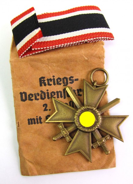 Kriegsverdienstkreuz 2. Klasse mit Schwertern 1939 mit Tüte Roman Palme Gablonz