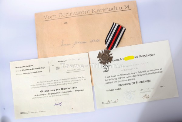 Konvolut Ehrenkreuz für Frontkämpfer Karlstadt a.M.