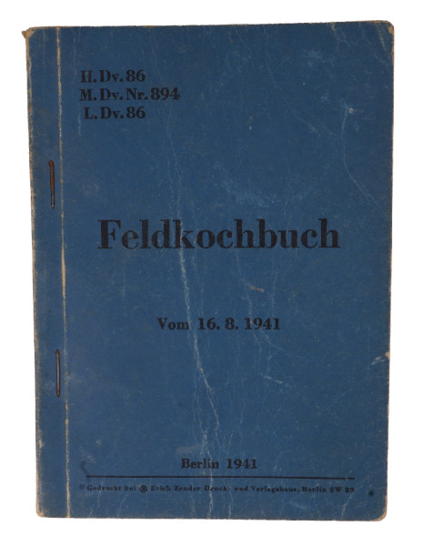 H. DV 86 Feldkochbuch 1941