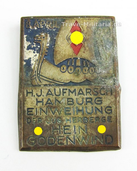 Kleinabzeichen HJ Aufmarsch Hamburg Einweihung der Jugendherberge Hein Godenwind