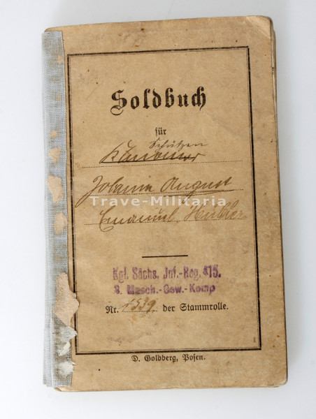 Soldbuch und Militärpaß Hübler Kgl. Sächs. Inf. Reg. 415