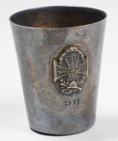 Schnapsbecher Vet. u. Mil. Ver. Heilbronn 1879 1937