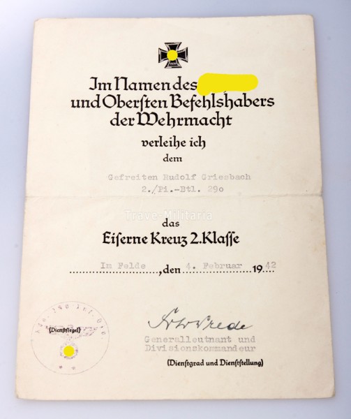 Nachlass Pionier Griesbach mit Sturmabzeichen