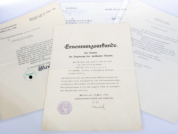 Urkundengruppe Regierungsforstrat Feldbausch