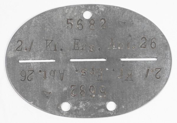 Erkennungsmarke 2./ Kf. Ers. Abt. 26 5682 A